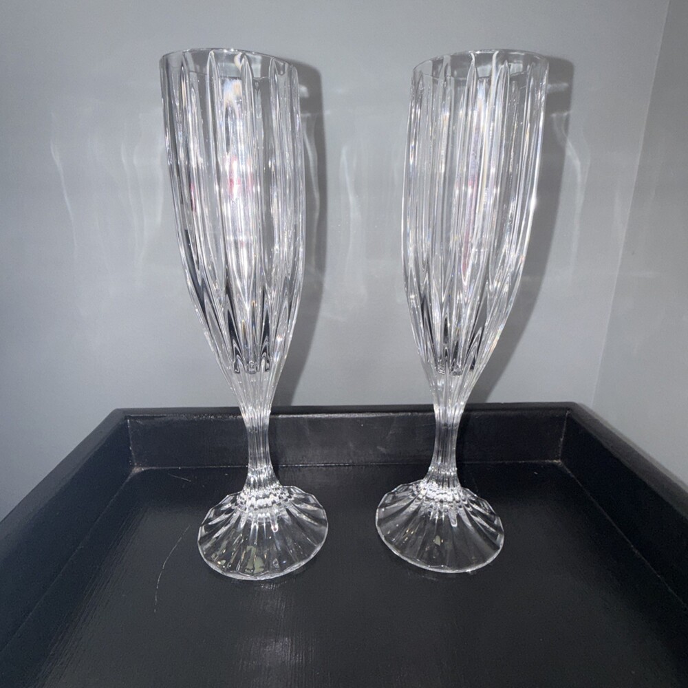 MIKASA PARK LANE Crystal Champagne Flutes Retired (Set 2) Wedding celebration